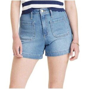 NEW Universal Thread Medium Wash Highest Rise A-Line Midi Vintage Stretch Shorts